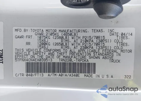 2014 Toyota Tacoma z USA, uszkodzony, nr VIN 5TFNX4CN4EX039513